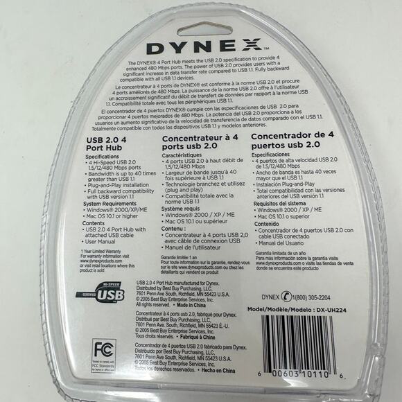 Dynex USB 2.0 4 Port Hub, Brand New in Package - Picture 3 of 5